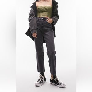 Moto Raw Hem Straight Jeans